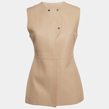 Hermes Pink Leather Button Detail Vest M