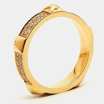 Hermes Clou D'H Ring Diamonds 18k Rose Gold Ring Size 52