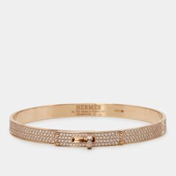 Hermes Kelly Diamonds 18k Rose Gold Small Model Bracelet