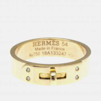 Pre Owned Hermes Kelly Pink Gold 18K Diamond Band Ring EU 54