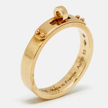 Pre Owned  Hermes Kelly 18K Rose Gold Narrow Band Ring Size 53