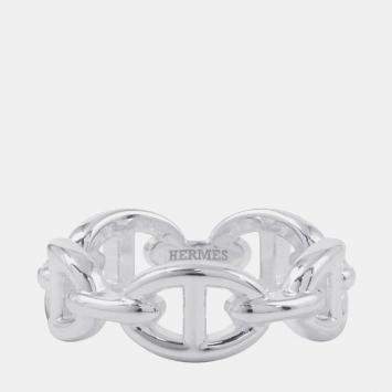 Pre Owned Hermes Chaine D'Ancre Anchene Silver 925 Ring EU 54