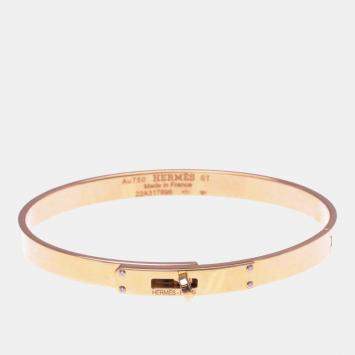 Pre Owned Hermes Kelly Bangle With 4 Diamonds 18K  Pink Gold Diamond Bangle 
