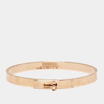 Pre Owned Hermes Kelly Diamonds 18k Rose Gold Small Model Bracelet