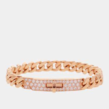 Pre Owned Hermes Kelly Gourmet Bracelet Size 00Xs 18K Pink Gold