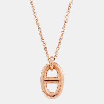 Pre Owned Hermes Chaine D'Ancre Farandole Necklace Size PM 18K Pink Gold