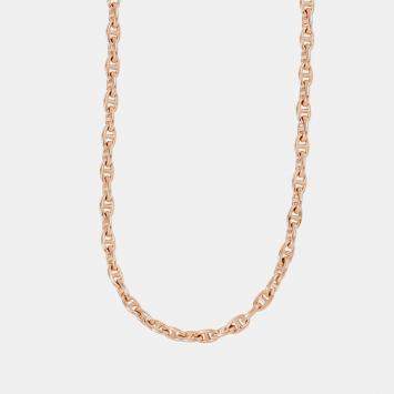 Pre Owned Hermes Chaine D'Ancre 62 Frames Necklace Size Tpm 18K Pink Gold
