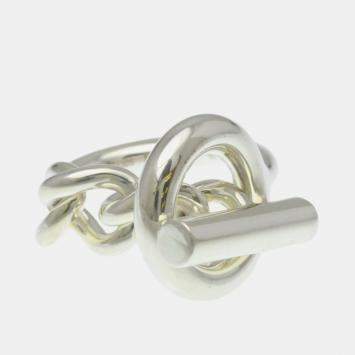 مملوكة مسبقًا Hermes Croisette Ring Silver Fashion No Stone Band Ring Silver EU 51