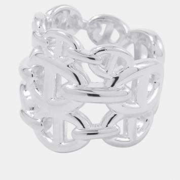Pre Owned Hermes Chaine D'Ancre Anchene Ring Size Gm/50/#10 Sv925