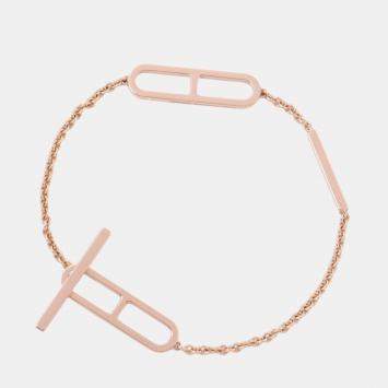 Pre Owned HERMES Ever Chaine d'Ancre Bracelet Size ST 18K Pink Gold