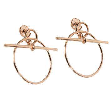 Pre Owned Hermes 18K Rose Gold Loop Small Model Earrings