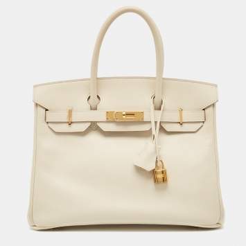 Pre Owned Hermes Craie Epsom Leather Gold Finish Birkin 30 Bag