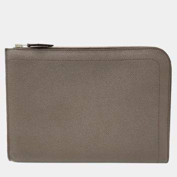 Hermes Brown Leather Clutch 
