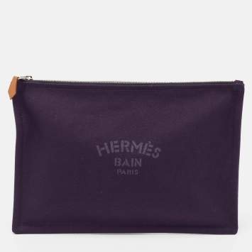 Pre Owned Hermes Nocturne Toile Large Bain New Yachting Pouch