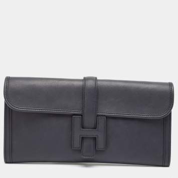 Pre Owned Hermes Bleu Indigo Swift Leather Elan Jige 29 Clutch
