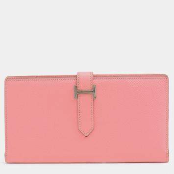 Hermes Rose Confetti Epsom Leather Bearn Wallet