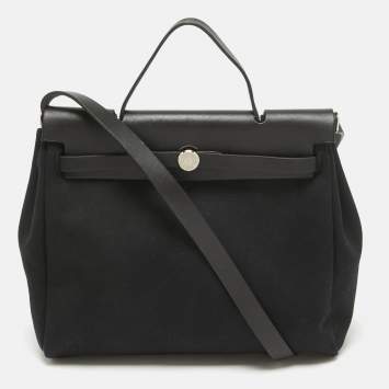 مملوكة مسبقًا Hermes Natural/Noir Toile and  Vache Hunter 2in1 Herbag Zip 31 Bag