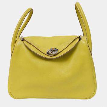 Pre Owned Hermes Lime Swift Leather Lindy 26 Bag