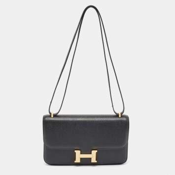 Pre Owned Hermes Black Epsom Leather Constance Elan Bag