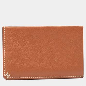 مملوكة مسبقًا Hermes Gold Evercolor Leather H Sellier Card Holder