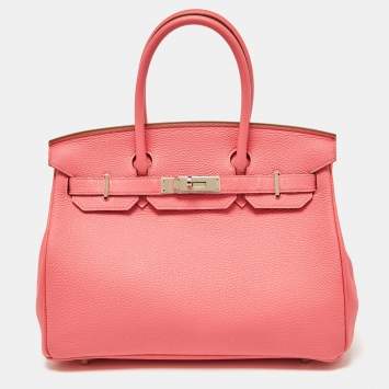Pre Owned Hermès Rose Lipstick Togo Leather Palladium Hardware Birkin 30 Bag