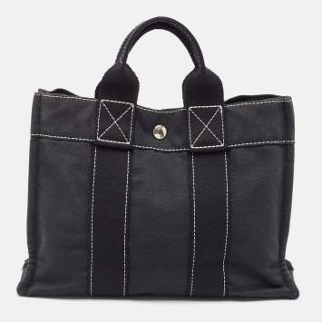 مملوكة مسبقًا Hermès Black Canvas Fourre Tout PM Bag