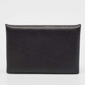 Hermès Noir Chevere Leather Calvi Card Holder 