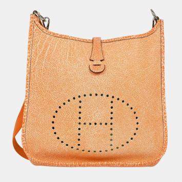 Pre Owned Hermes Orange Dalmatian Evelyne 29 Shoulder Bag