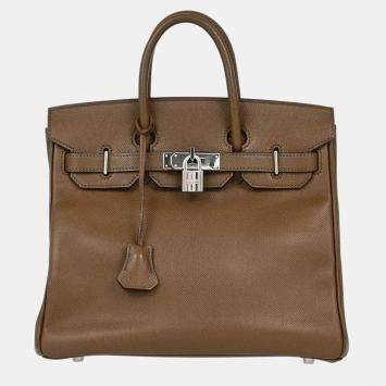 Pre Owned Hermes Taupe Gray Epsom Haut a Courroies 28 Handbag