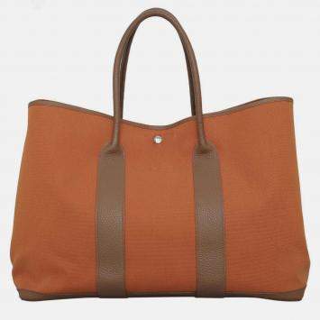 Pre Owned Hermes Toile Garden Party 49 Voyage Bag