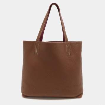 Pre Owned Hermes Tosca/Alizan Togo Leather Double Sens Tote