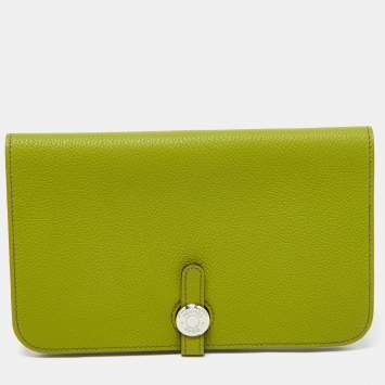 Hermes Anis Green Taurillon Togo Leather Dogon Duo Wallet