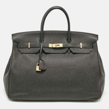 Pre Owned Hermes Noir Togo Leather Gold Finish Birkin 40 Bag