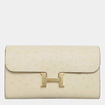 Pre Owned Hermes Nata Ostrich Constance To Go bag GHW