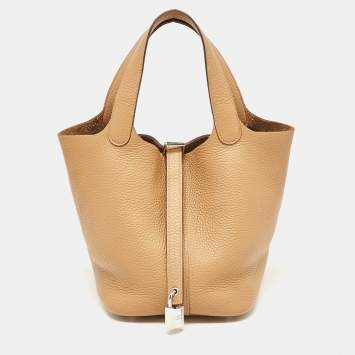 Pre Owned Hermes Biscuit Taurillon Clemence Leather Picotin Lock 18 Bag