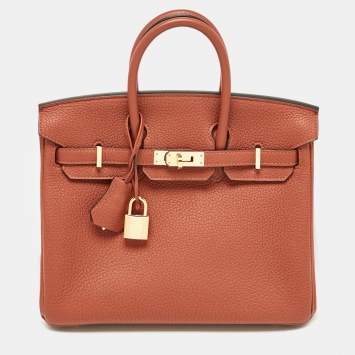 Pre Owned Hermès Cuivre Togo Leather Gold Finish Birkin 25 Bag