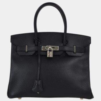 Hermes Black Ardennes Leather Birkin 30 Handbag