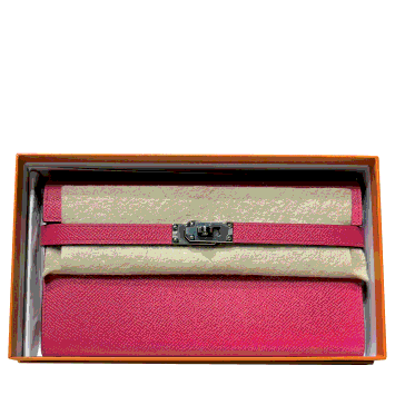 Pre Owned Hermes Pink Chevre Mysore Kelly To Go Wallet
