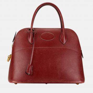 Pre Owned Hermes Red Leather Bolide 31 Handbag