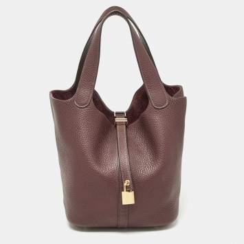 Pre Owned Hermès Rouge Sellier Taurillon Clemence Leather Picotin Lock 22 Bag