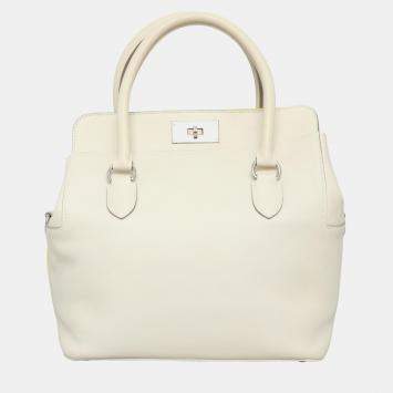 Pre Owned Hermes Craie Soufre, yellow, beige Swift Leather Toolbox 26 Bag