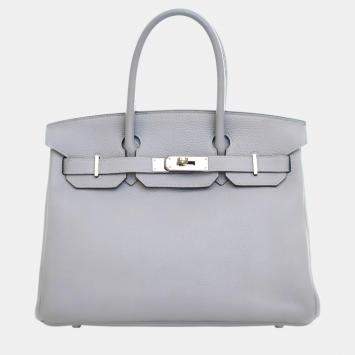 Hermes Bleu Glacier Togo Leather Birkin 30 Bag