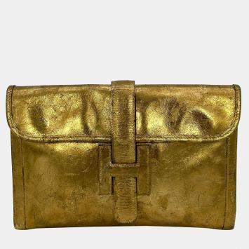 Hermes Gold Foil Jige PM Clutch