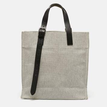 Pre Owned Hermes Vert Cypress/Natural Canvas and Vache Leather Etriviere Tote
