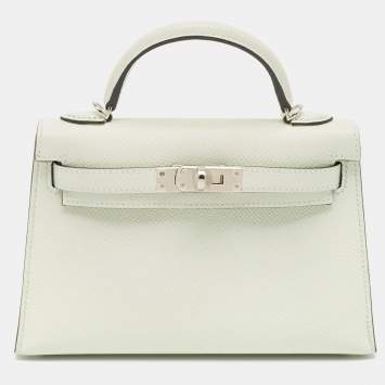 Pre Owned Hermès Vert Fizz Epsom Leather Palladium Finish Mini Kelly II Sellier 20 Bag