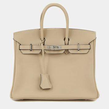 Hermes Beige Swift Leather Birkin 25 Bag