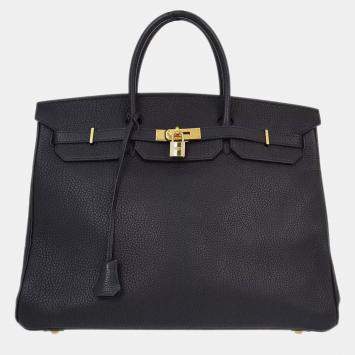 Hermes Black Fjord Birkin 40 Handbag