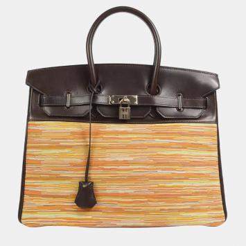 Hermes Chocolate Swift Vibrato Retourne Birkin 35  Handbag 