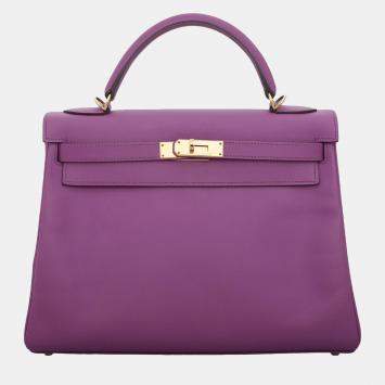 Pre Owned Hermes Anemone Epsom Leather Kelly 32 Tote Bag