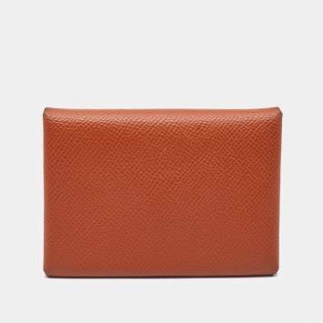 Hermès Terre Battue Epsom Leather Calvi Duo Card Holder